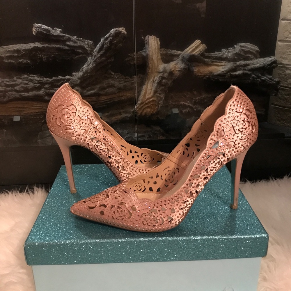 Betsey Johnson Elsa Heels / Elegant Sophisticated Satin Blush Heels